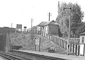 Close up showing the new sign 'Grimes Hill & Withall' and the Booking Office located on Norton Lane at the top of the ramp to the up platform