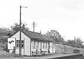 Close up showing the replacement passenger waiting room building on the up platform which replaced the two Pagoda buildings