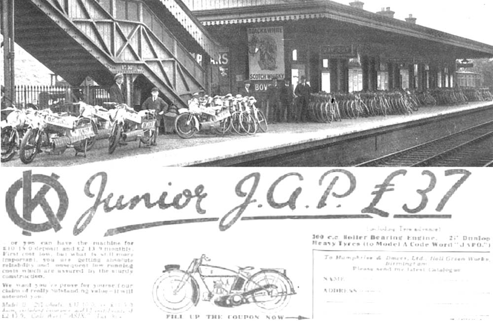 A photograph from the Great Western Railway magazine of May 1926 showing new cycles being stored on Hall Green station