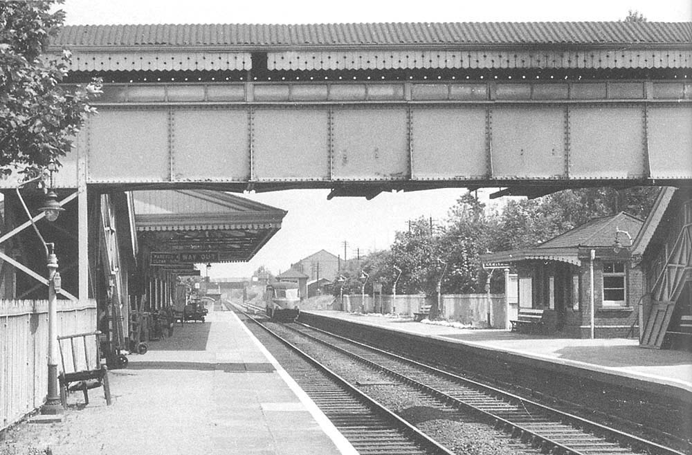 An ex-GWR Diesel Railcar enters the station on a down local service to Stratford upon Avon in 1959