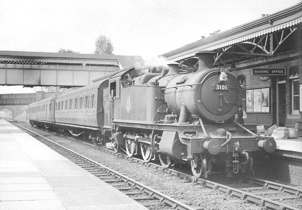 Ex-GWR 2-6-2T 'Large Prairie' No 3101 is seen on an up local passenger service to Birmingham on 8th June 1957