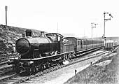 GWR 4-4-0 No 3531 heads a local down service to Stourbridge comprised of four-wheel coaching stock