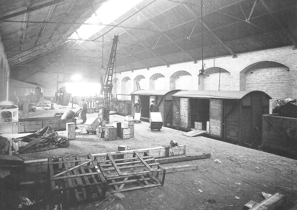 The inside of the spacious Handsworth & Smethwick Goods Shed in February 1933