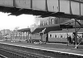Ex-GWR 2-6-2T No 4140 stands with the 15:30 Snow Hill to Wolverhampton Low Level service on 19th March 1955