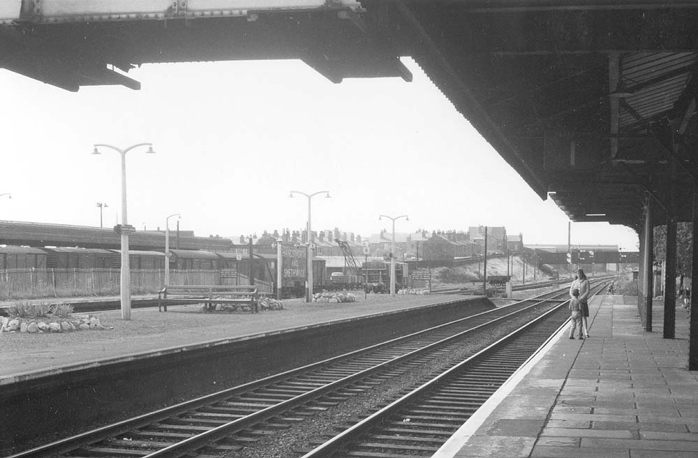 Looking along Platform One of Handsworth & Smethwick station towards Wolverhampton with Watville Road bridge in the distance