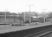 Close up showing Handsworth & Smethwick station's name board repainted in BR maroon and cream livery and the goods yard