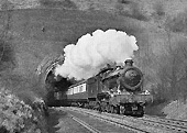 Ex-Great Western No 4997 'Elton Hall' storms through the imposing southern brick portal of Harbury tunnel