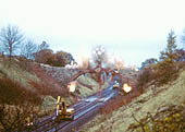 A farmers occupation bridge at Shrewley near Hatton is caught on camera as it is demolished by explosives
