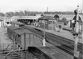 Looking from Station Road from above the north up siding towards Hatton South Signal Box on the island platform