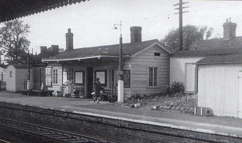 View of Hatton station's main timber framed and clad building housing the booking office and waiting room