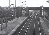 Looking north from the passenger footbridge towards Station Road and Hatton South Junction