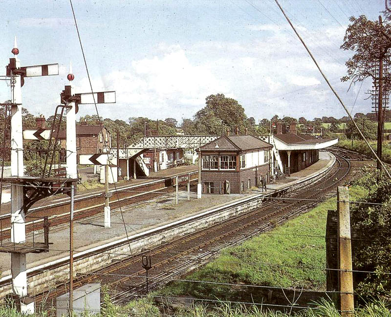 Hatton Station from the road bridge in June 1960 showing the second Hatton South Signal Box on the island platform