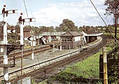 Hatton Station from the road bridge in June 1960 showing the second Hatton South Signal Box on the island platform