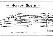 A low resolution version of the Signalling Diagram for Hatton South Signal Box, showing the post 2nd July 1939 track layout