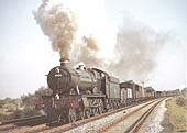 Ex-Great Western Railway 4-6-0 49xx (Hall) class No 4984 �Albrighton Hall� powers up Hatton Bank on the Down Main line