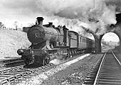 GWR 4-4-0 Bulldog class No 3377 is seen climbing Hatton Bank approximately 1 mile east from Hatton on the down main line