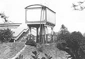 Henley-in-Arden's water tower dominated the approach to the station towering above two sets of steps to the passenger footbridge