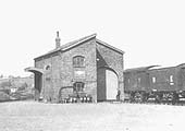 Close up showing Henley-in-Arden goods shed and the track on the truncated former branch forming the head shunt with buffer stops in the distance