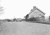 Looking along the station approach with Henley-in-Arden's original passenger station on the right and the goods yard and shed directly ahead