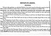 A page from the March 1929 Appendix to the STT regarding working of goods trains to Henley in Arden