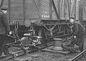 Demonstrating the old and new methods of moving railway vehicles around a goods yard on 6th April 1949