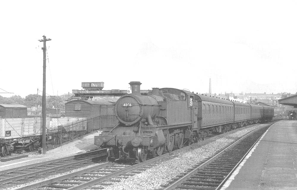 GWR 2-6-2T No 4146 passes through Hockley station on the through down main line with a service for Dudley on 10th September 1959