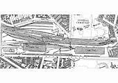 A 1902 25 inch to the mile OS map showing the Inwards shed on the right and the Outwards shed on the left