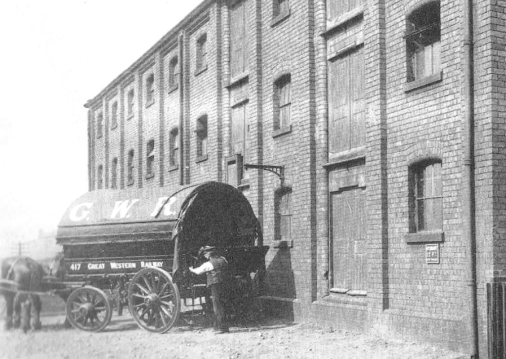 Great Western Railway two horse covered tilt van No 417 outside the old �Inwards shed and Warehouse� in Hockley Goods Yard in 1921