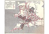Great Western Railway's 1936 Map showing their five Railhead Distribution Areas in grey shade