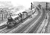 Ex-BR 4-6-0 Castle class No 7029 �Clun Castle� passes Hockley Station on the Down Main line with the Ian Allan �Zulu�
