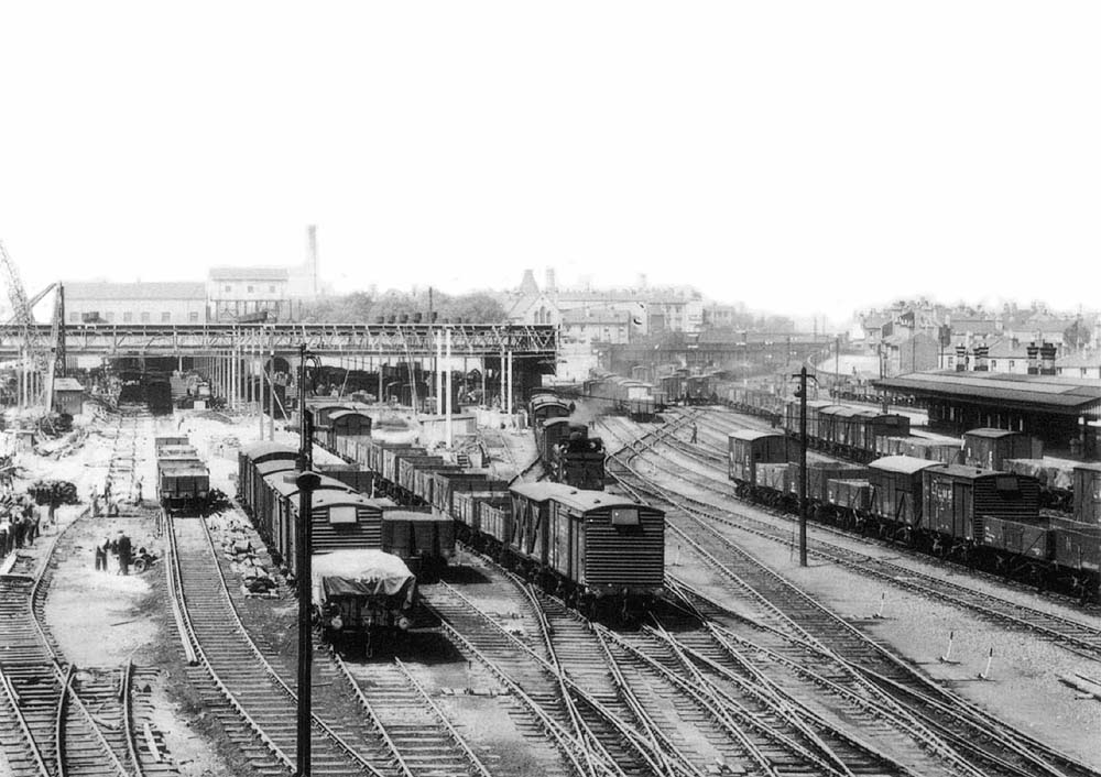 Looking north towards Top shed and beyond to the canal wharf with the lines to Wolverhampton on the right