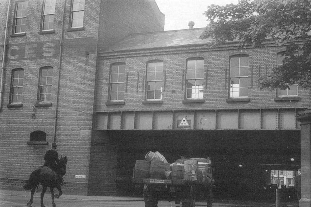View looking along the length of Icknield Street as it passes under Hockley station and goods yard in the 1960s