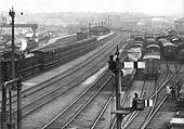 Looking towards Snow Hill with the station in the centre, gantry crane on the left and the sheds on the right
