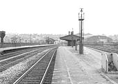 Looking along Platform 2 south towards Birmingham Snow Hill with a GWR water crane seen on the right
