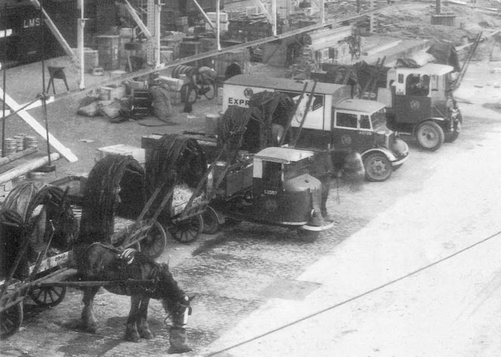 A number of Hockley's GWR designed horse drawn vehicles together with a range of commercially designed lorries
