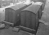 View of several Box Vans ready to be loaded on 2nd November 1939 including one from the LNER