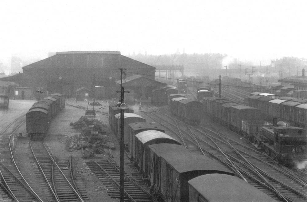 Looking in the general direction of Wolverhampton with the original 'Outwards and Tranship' shed being prepared for rebuilding