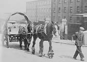 GWR Chain Horse helping another horse with a loaded flat trolley up the Pitsford Street slope