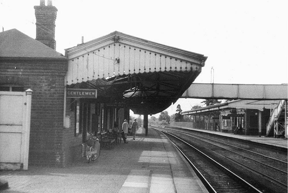 Looking along Platform 1 towards Leamington with Station road and the main station building on the left