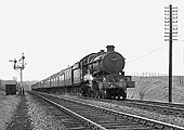 Ex-GWR 4-6-0 Castle Class No 5089 'Westminster Abbey' works an up train near Lapworth on 27th April 1963