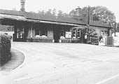 An oblique angled view of the forecourt of Lapworth station showing the entrance to the goods yard on the right