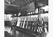 An interior view of Lapworth Signal Box showing both levers and Signal Diagram in the mid-1960s