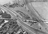 Aerial photograph of the area around the Great Western Railway�s Leamington locomotive depot and carriage sidings in 1934