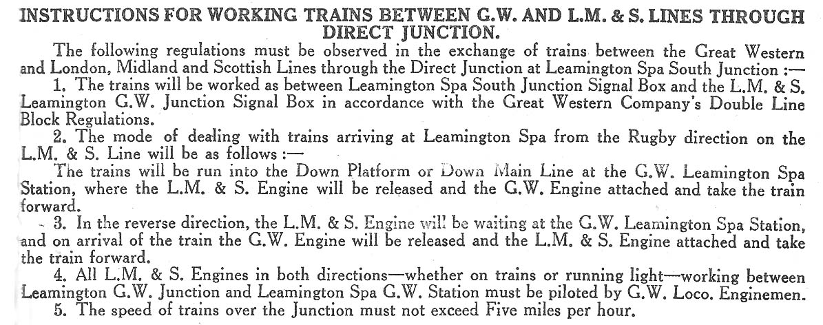 Extract from the GWR Appendix to No 13 Section of the Service timetables dated March 1929 detailing the instructions for the working of the link line