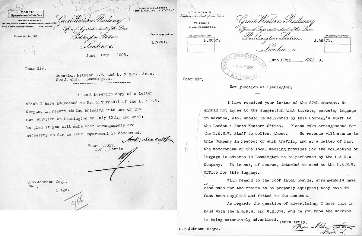 Letter referring to various preparations associated with the new through passenger service from Cardiff to Great Yarmouth and Lowestoft