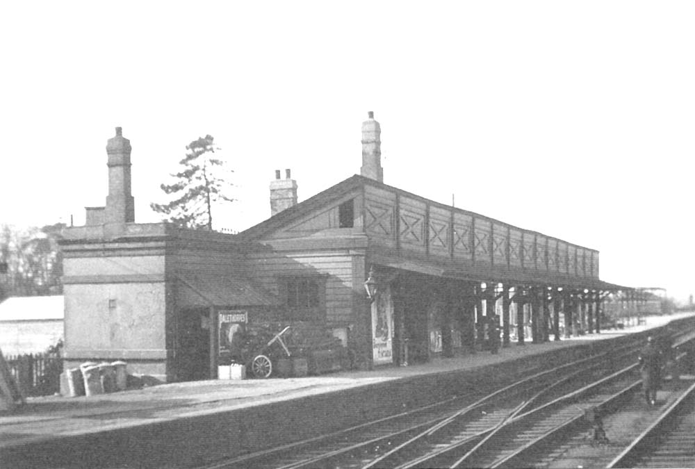 A 1936 view showing that the rebuilding of the station commenced at the Birmingham end of the down platform