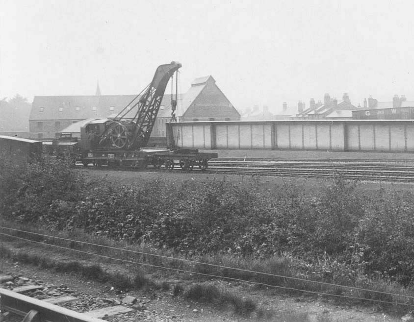 Close up showing one end of the short train and the method adopted to stable the girder during transit