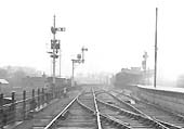 Close up showing the 'bay' platform used by Birmingham services on the right with a solitary coach standing at the platform