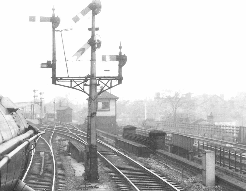 View showing the junction of the goods loop line with the main line adjacent to Leamington South Signal Box