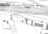 Part of the 1886 OS map showing the location and layout of the original Leamington Engine Shed